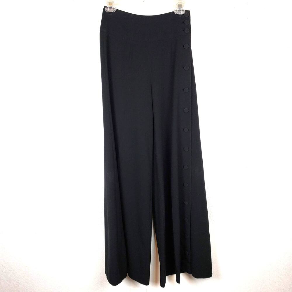 Anthropologie Elevenses High-Rise Wide Leg Button Down Side Black Pants 0 Long